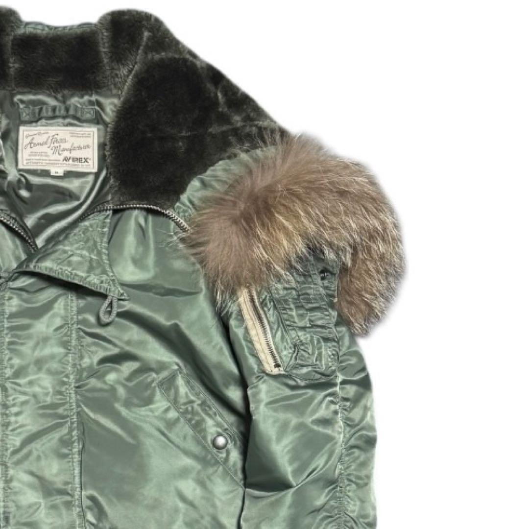 美品 AVIREX 着脱式リアルファー 短丈 N-2B ボンバージャケット M
