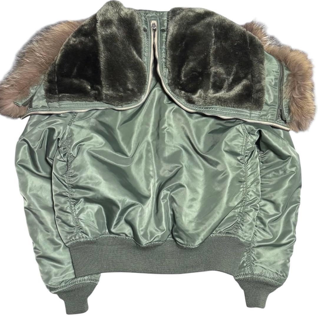 美品 AVIREX 着脱式リアルファー 短丈 N-2B ボンバージャケット M