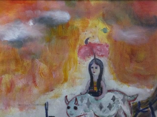 現代美術 田中拓馬　直筆サイン 『Another world』油彩 1205H