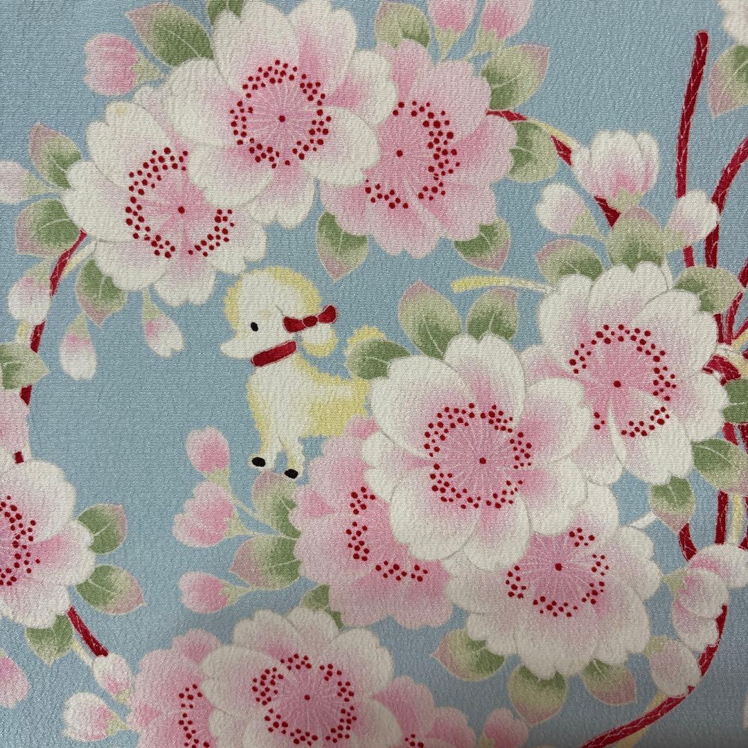 七五三　着物セット　7歳　水色　花柄　ポンポネット