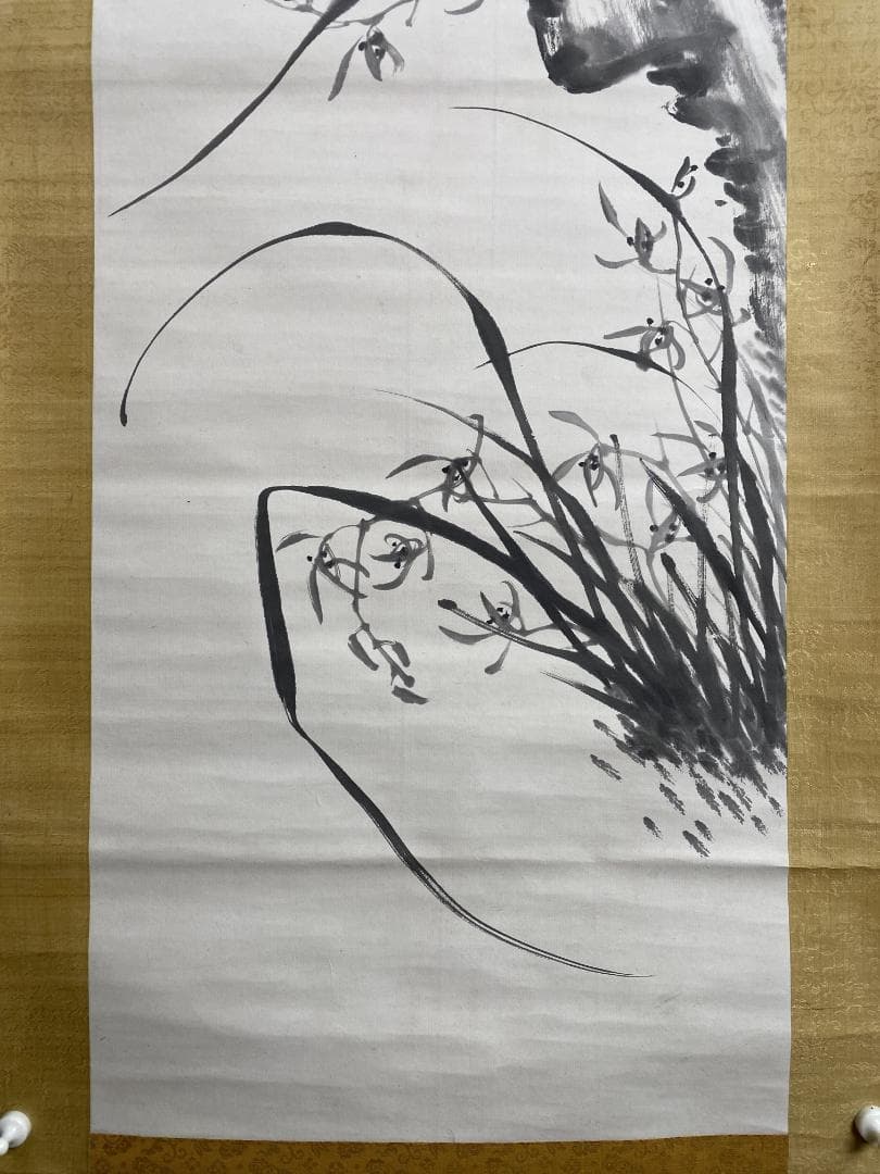 あ*ら様 朴疇恒 朴畴恒【真作】墨蘭画賛 湖雲 中国画 李朝 韓国 掛軸2312