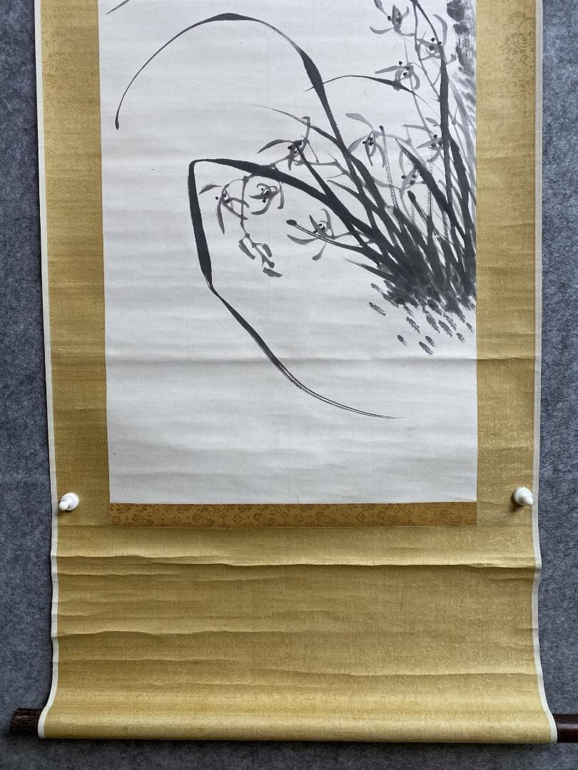 あ*ら様 朴疇恒 朴畴恒【真作】墨蘭画賛 湖雲 中国画 李朝 韓国 掛軸2312