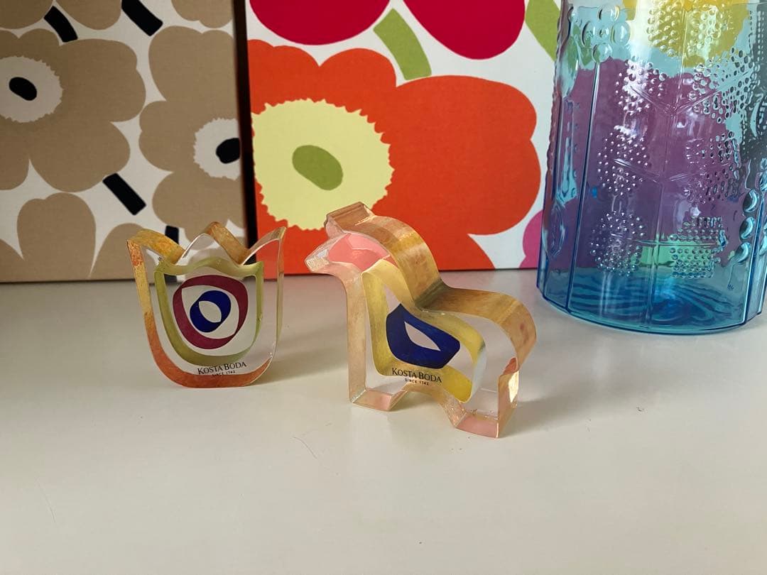 KOSTA BODA ガラスのオブジェ ホース、チューリップ2点セット