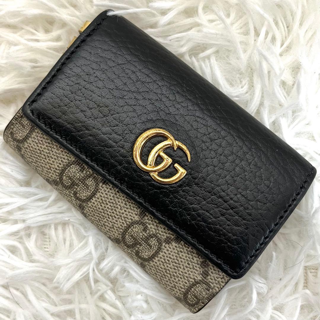 グッチ　GGマーモント　6連　キーケース　スプリーム　レザー　PVC ブラック