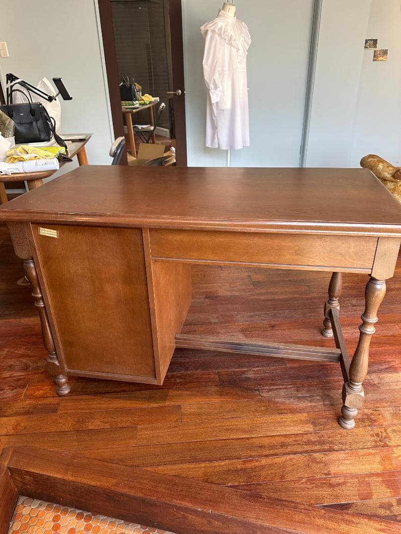 東海家具 ヴィンテージデスク 片袖 モダン クラシック サクラ材 書斎机 デスク