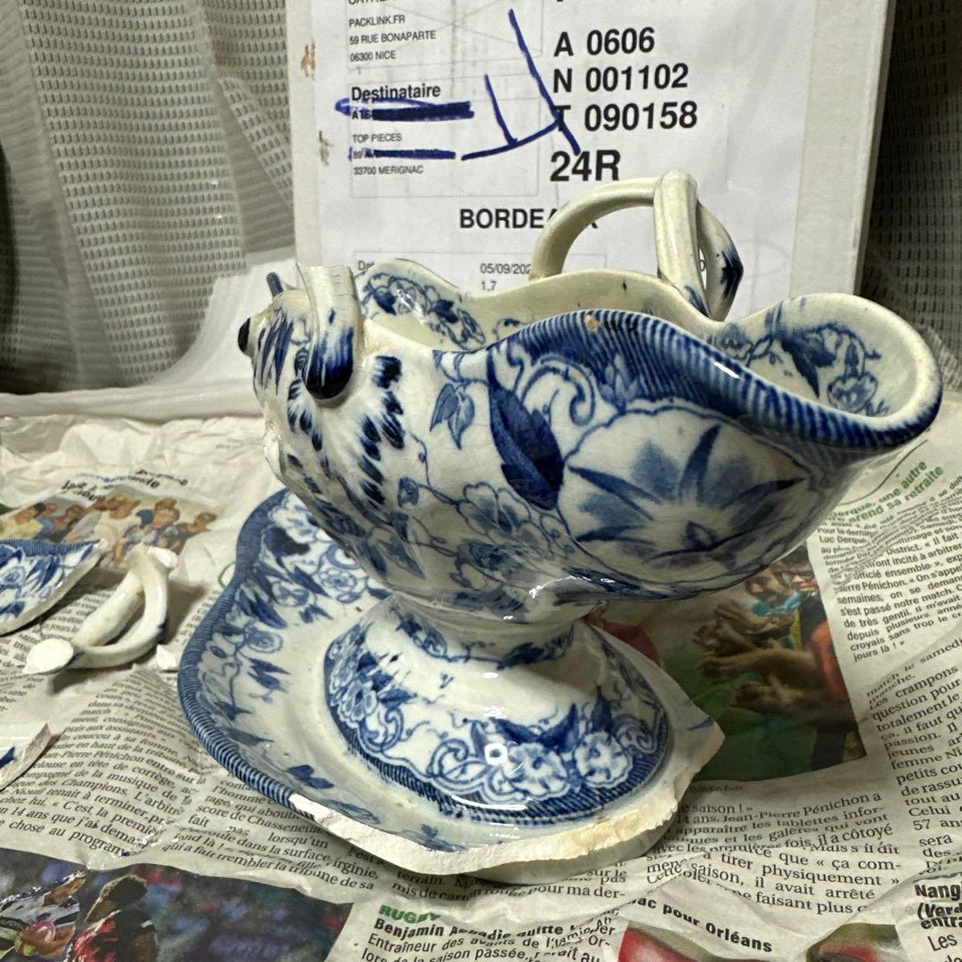 金継ぎ用　クレイユモントロー　ソーシエール　フランスアンティーク食器