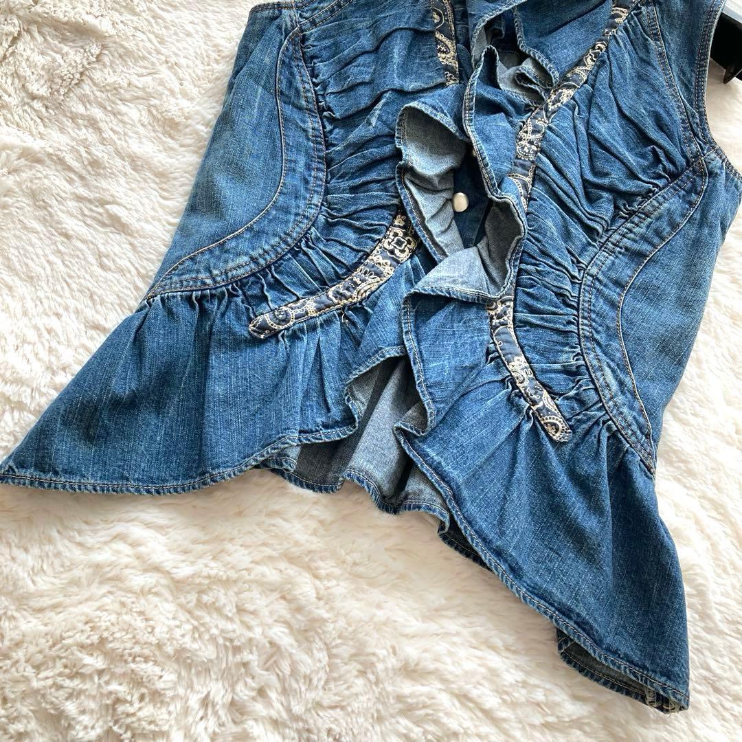 【美品】ISSEY MIYAKE×Lee デニムギャザーデザインジレ