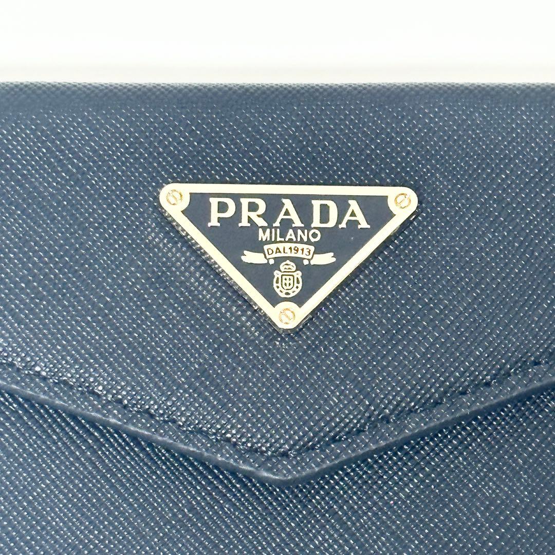 PRADA プラダ ロゴフラップ 二つ折り財布 サフィアーノレザー ブラック