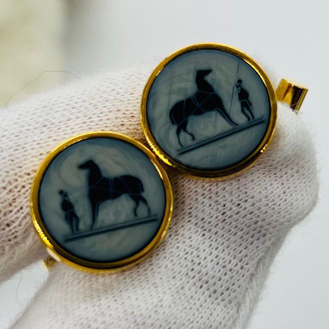 HERMES エルメス コロゾ　ホース カフス ゴールド メタル シェル