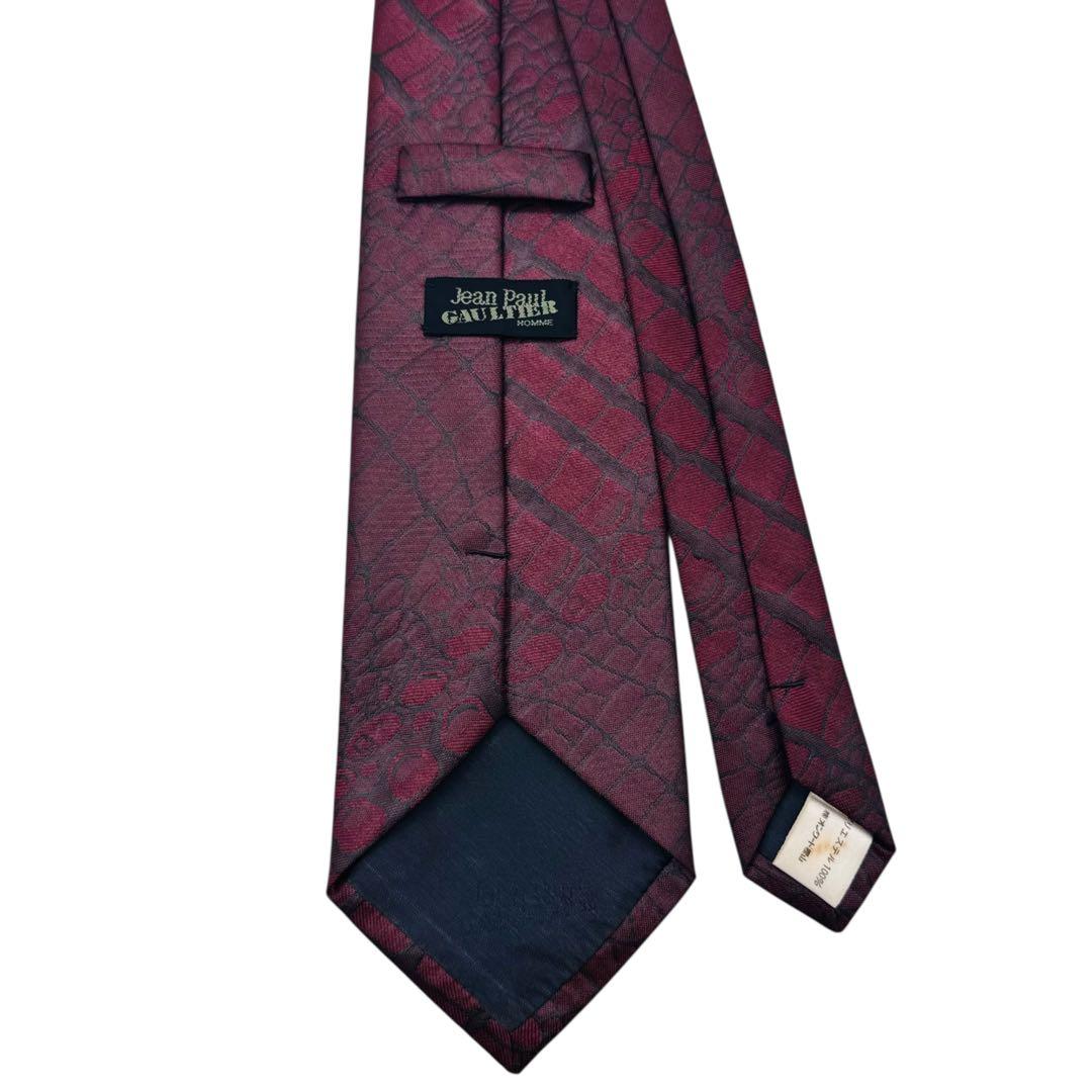 超希少 vintage ジャンポールゴルチエ オム ネクタイ クロコ型押し