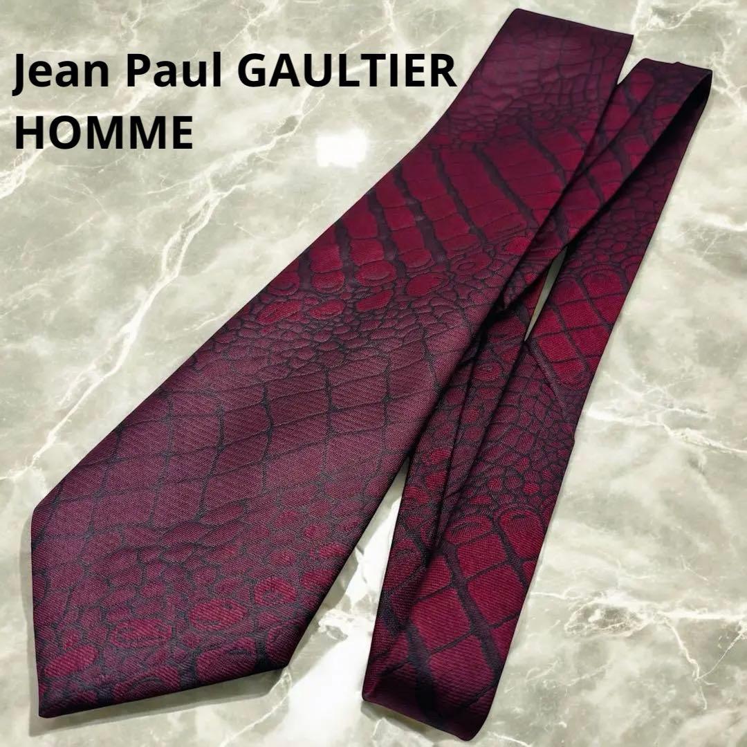 超希少 vintage ジャンポールゴルチエ オム ネクタイ クロコ型押し
