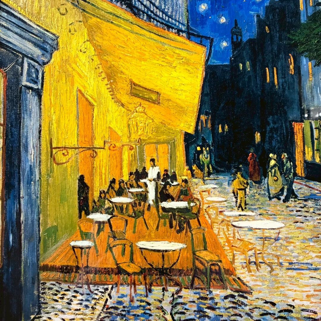 美品 フィンセント・ファン・ゴッホ「夜のカフェテラス」ファイングラフィ 豪華額装