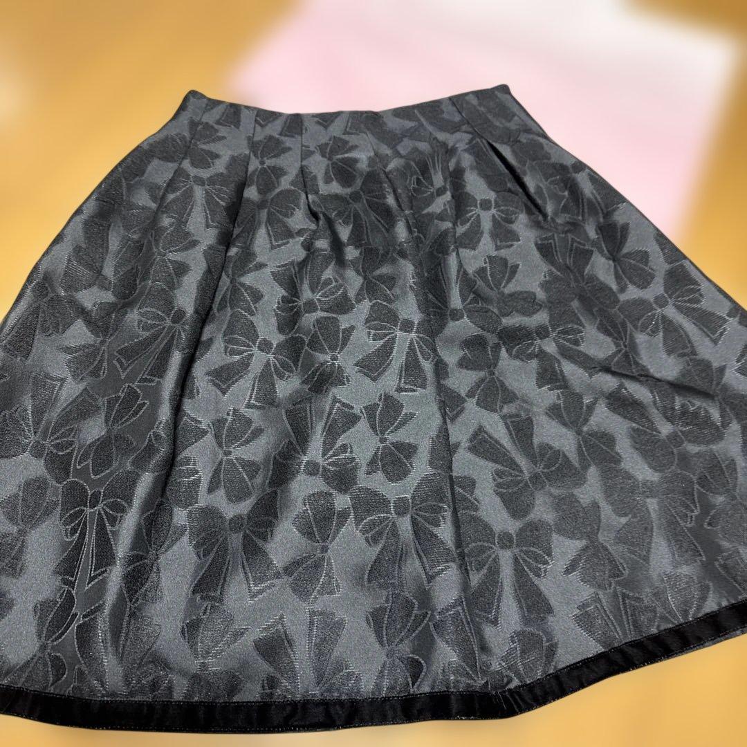 美品リボン柄エムズグレイシ- M'S GRACY 42 XL スカート
