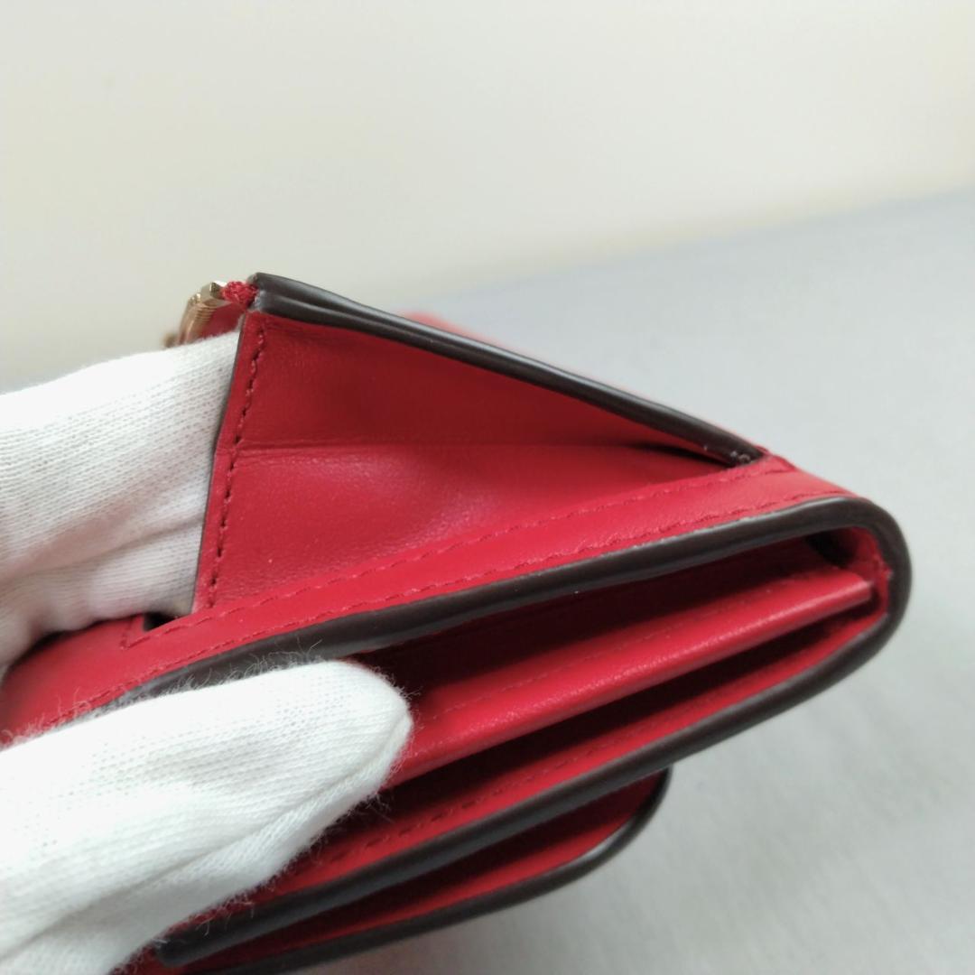 未使用ケイトスペード★ハートターンロックフラップウォレット カーフレザー本革 赤
