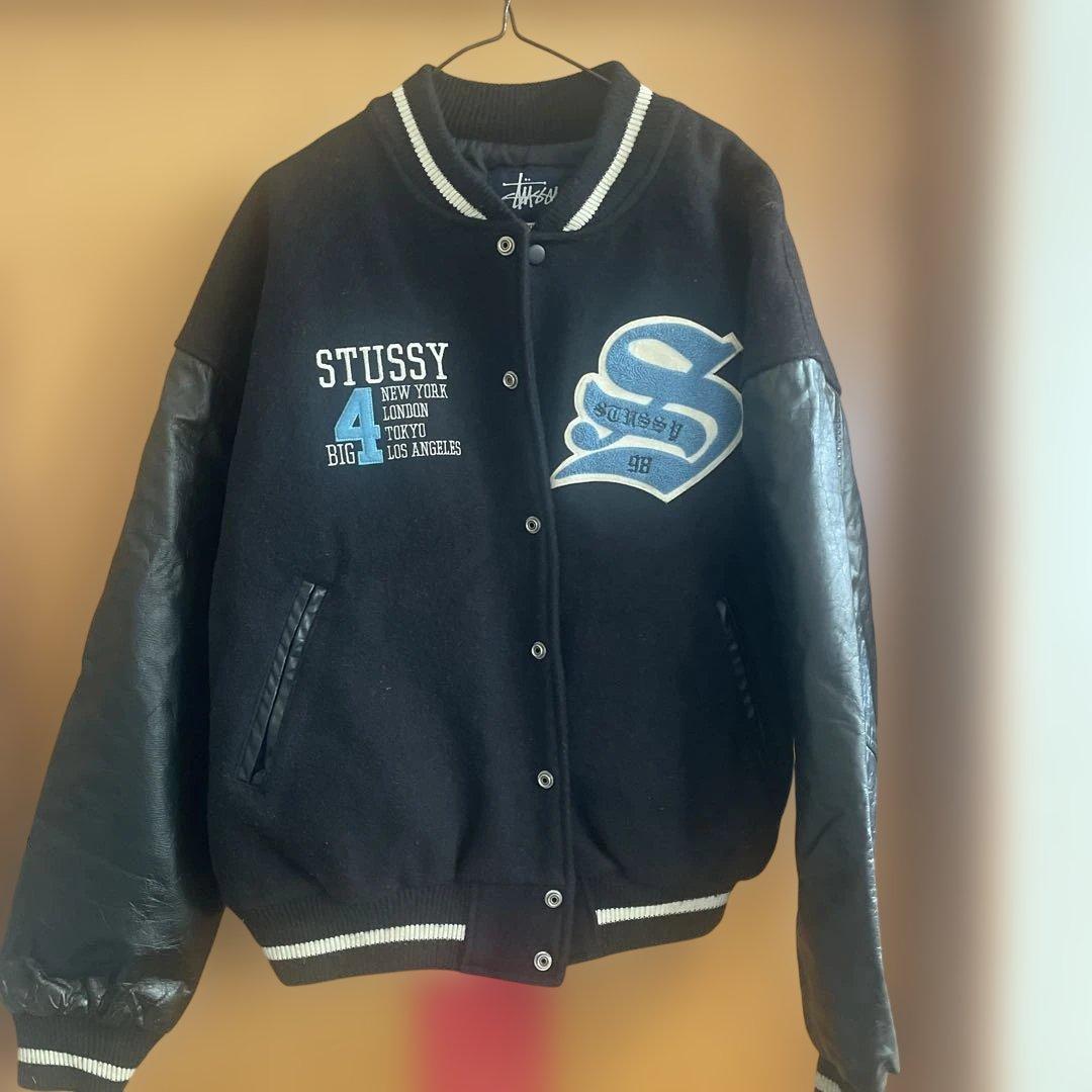 新品タグなし★STUSSY スタジャン XL 黒刺繍