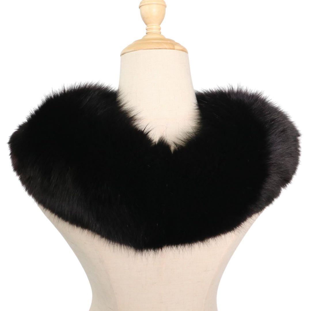 【極美品】ジョセフィーヌ銀座 フォックスファー ティペット 黒 高級毛皮 防寒