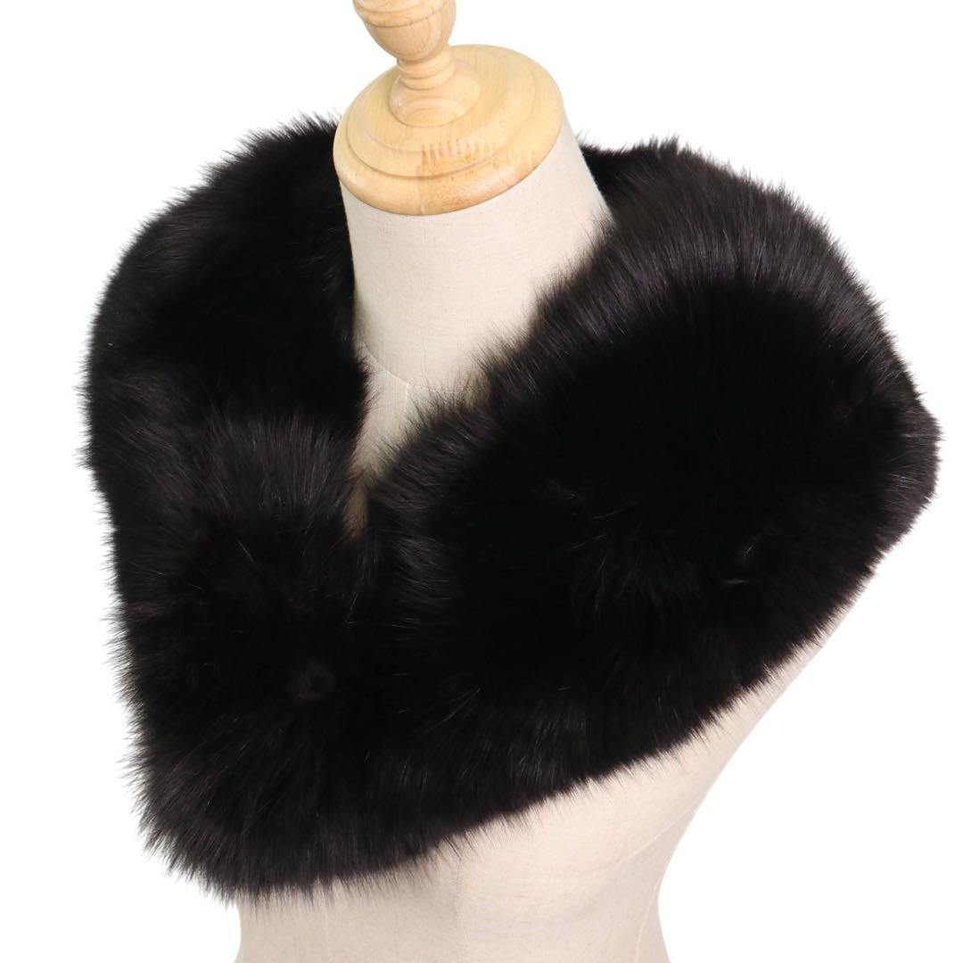 【極美品】ジョセフィーヌ銀座 フォックスファー ティペット 黒 高級毛皮 防寒