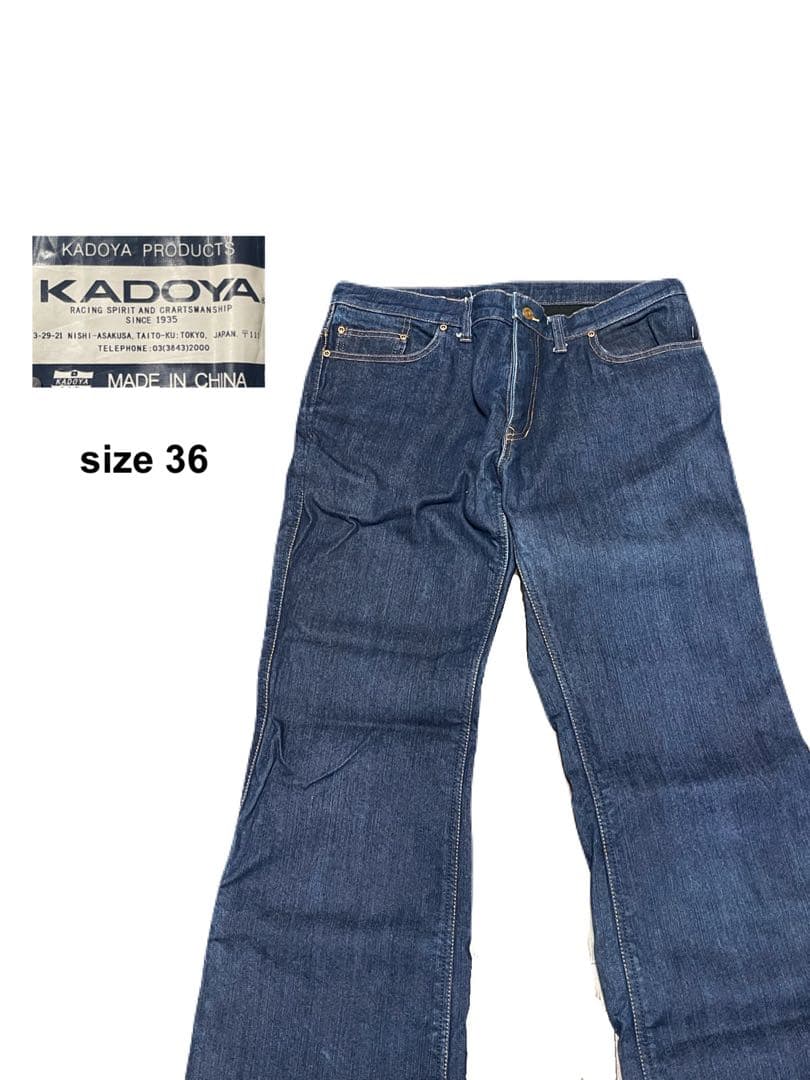 ★KADOYA★カドヤ★デニム パンツ★裏起毛★防寒★バイク★ライディング★36