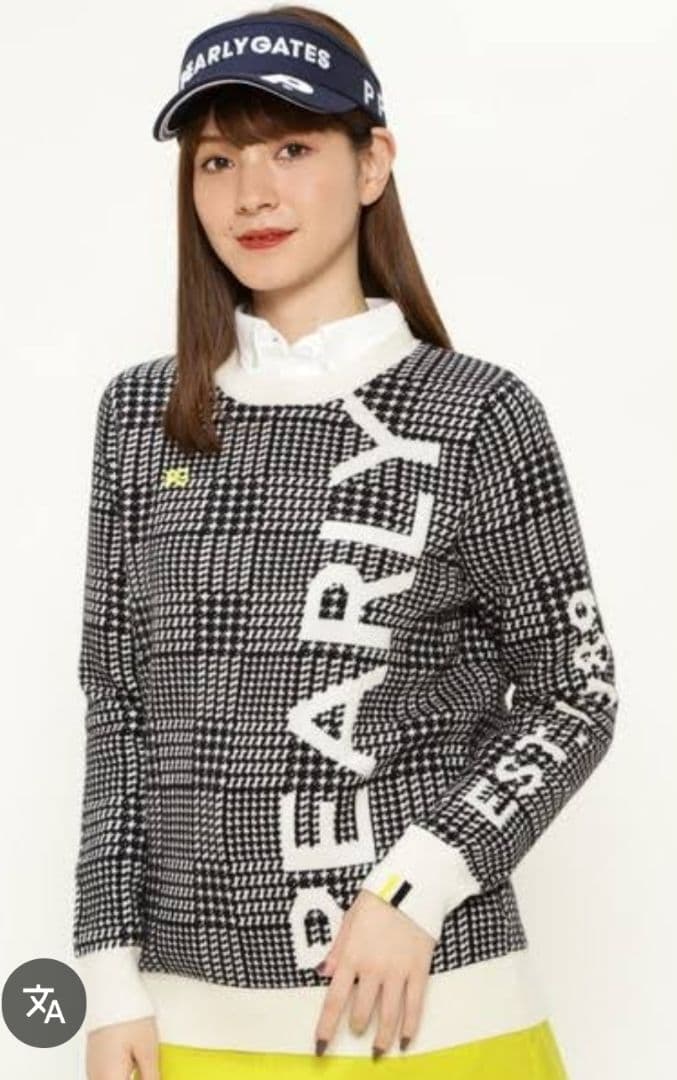 ☆PEARLY GATES☆ゴルフカシミヤ100％ニット 千鳥柄 1M 黒白黄