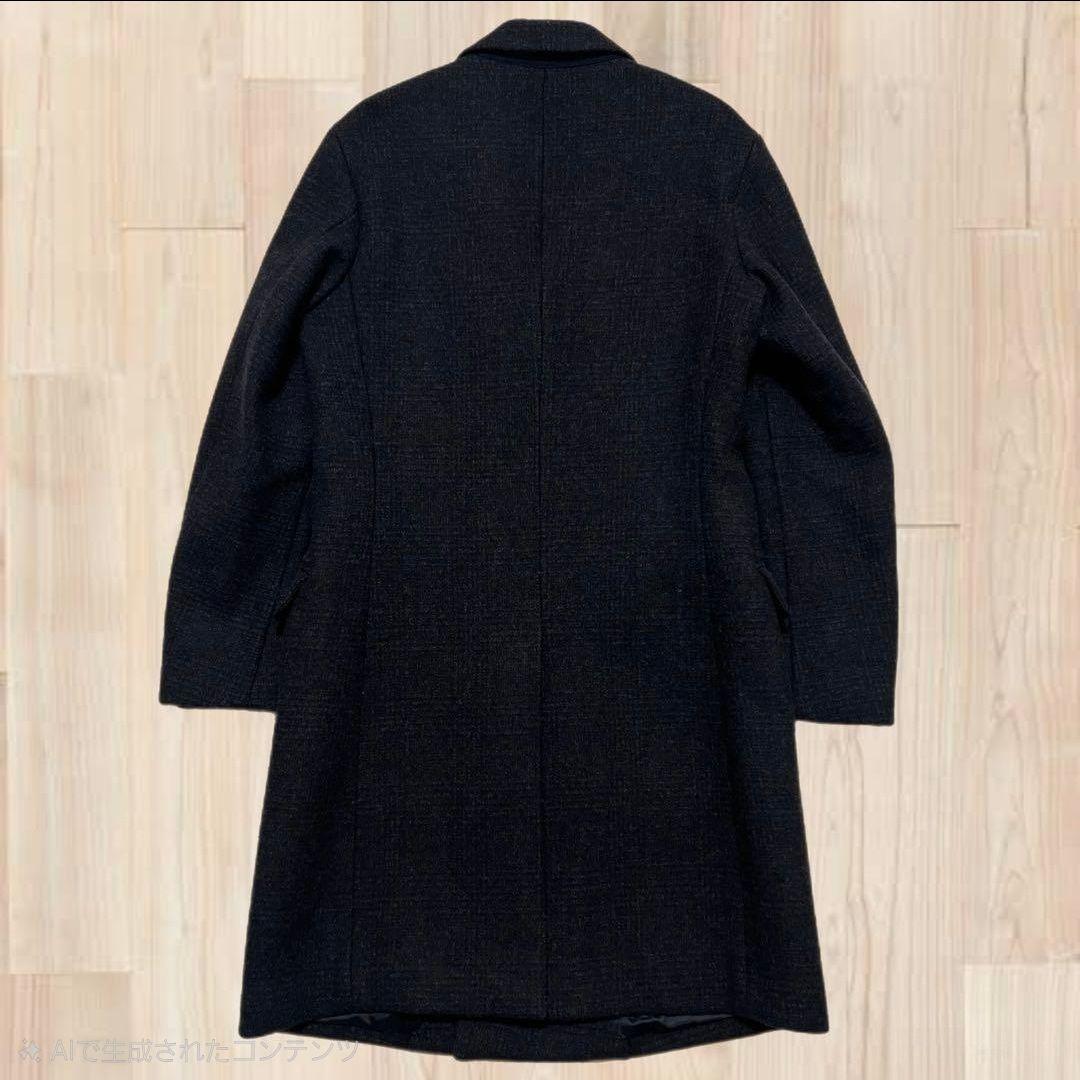 極美品✨EDIFICE ダブル チェスターコート カシミヤ混 ネイビー チェック