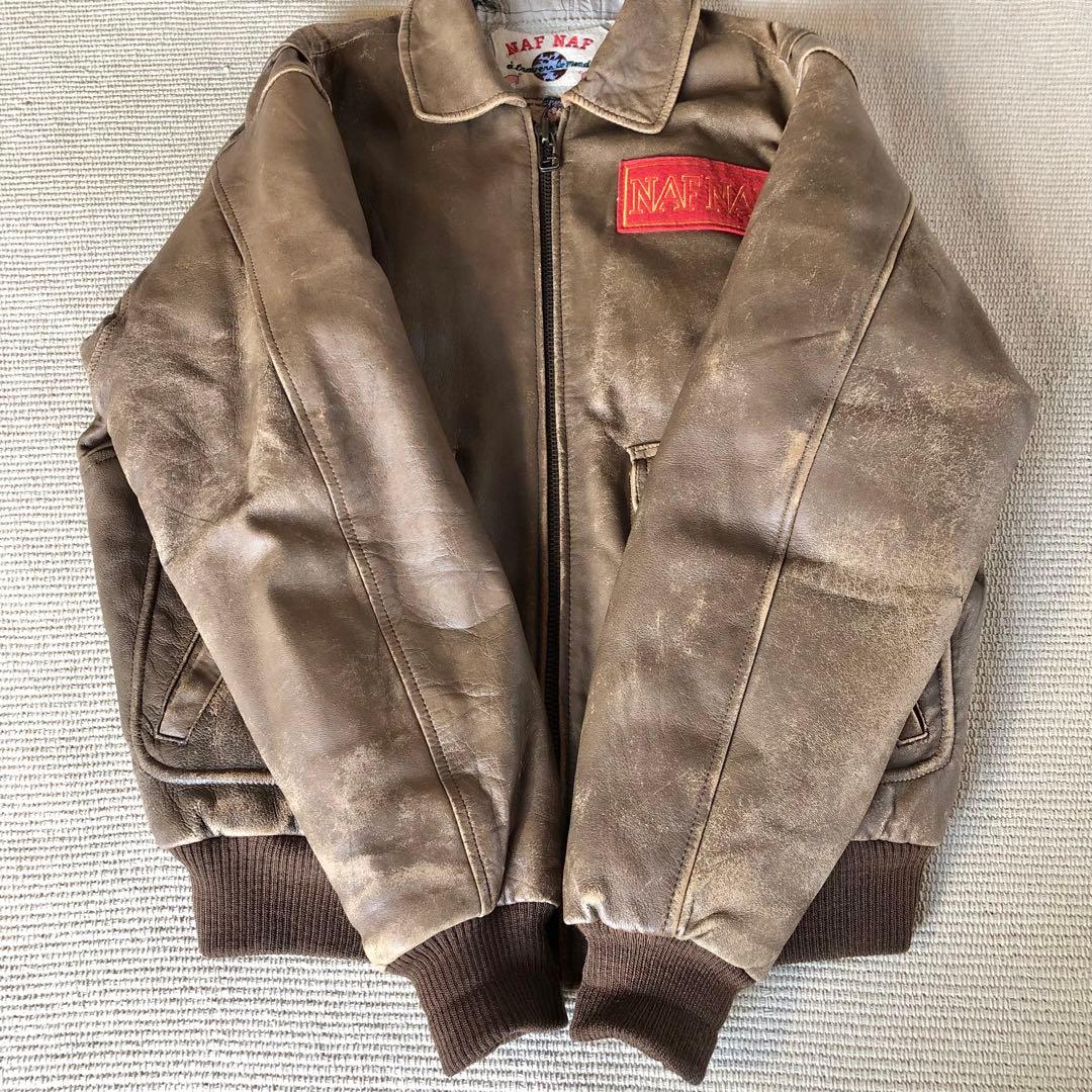 希少品 NAF NAF フライトジャケット レザージャケット G-1 羊革 XL