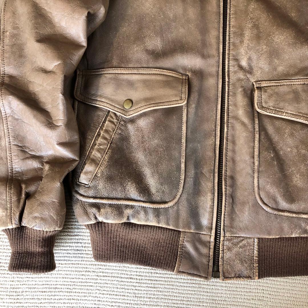 希少品 NAF NAF フライトジャケット レザージャケット G-1 羊革 XL