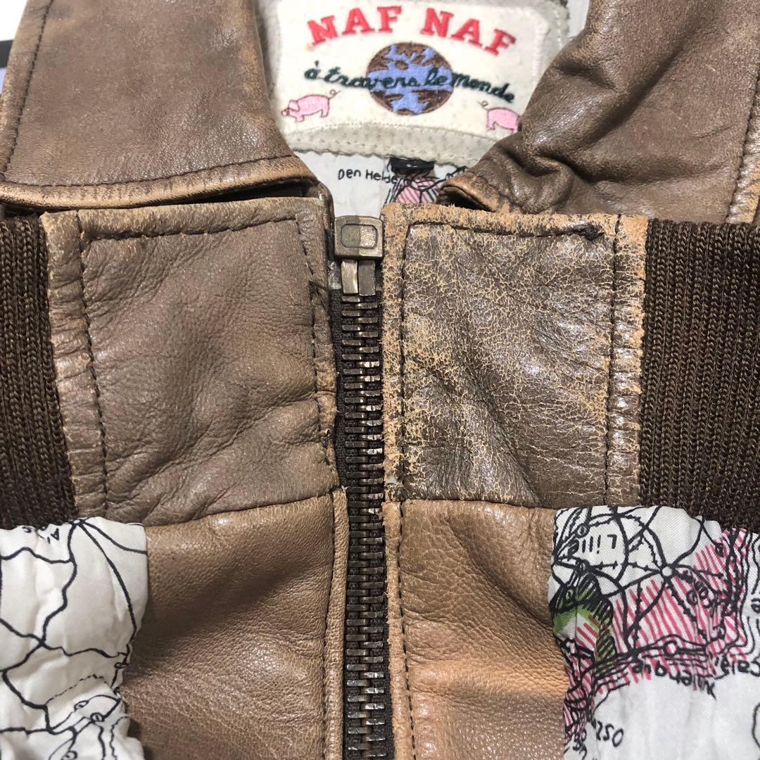 希少品 NAF NAF フライトジャケット レザージャケット G-1 羊革 XL