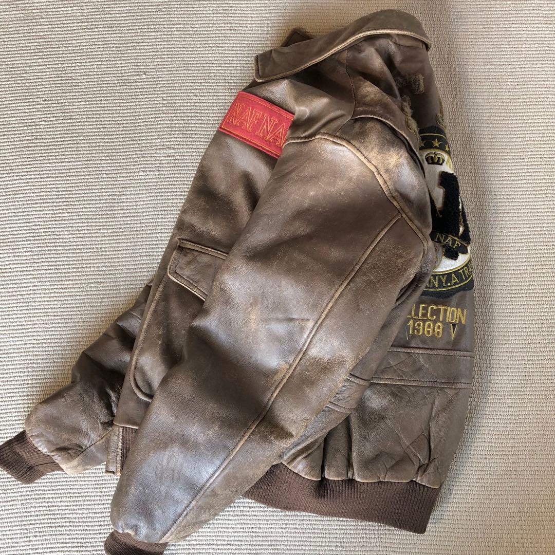 希少品 NAF NAF フライトジャケット レザージャケット G-1 羊革 XL