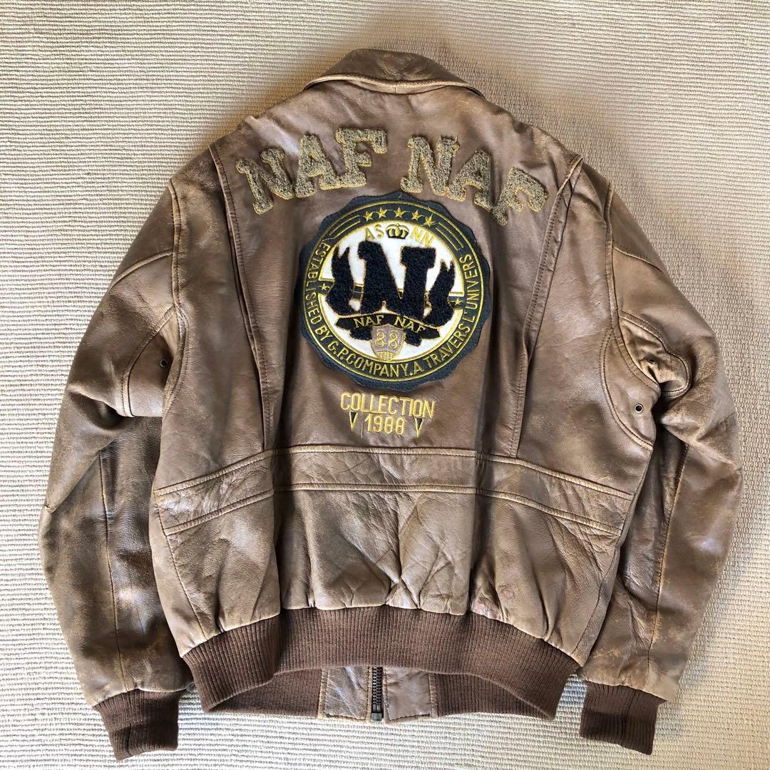希少品 NAF NAF フライトジャケット レザージャケット G-1 羊革 XL