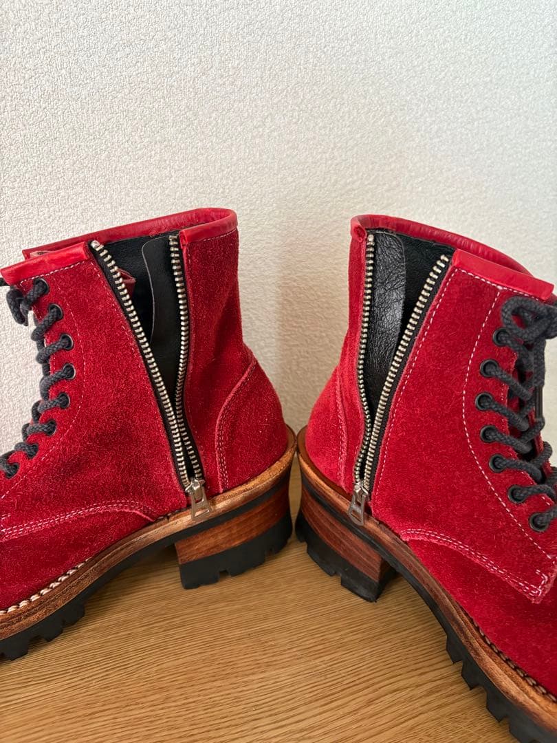 DELAY by win＆sonsスエードブーツ sizeＭ/レッドサイドジップ