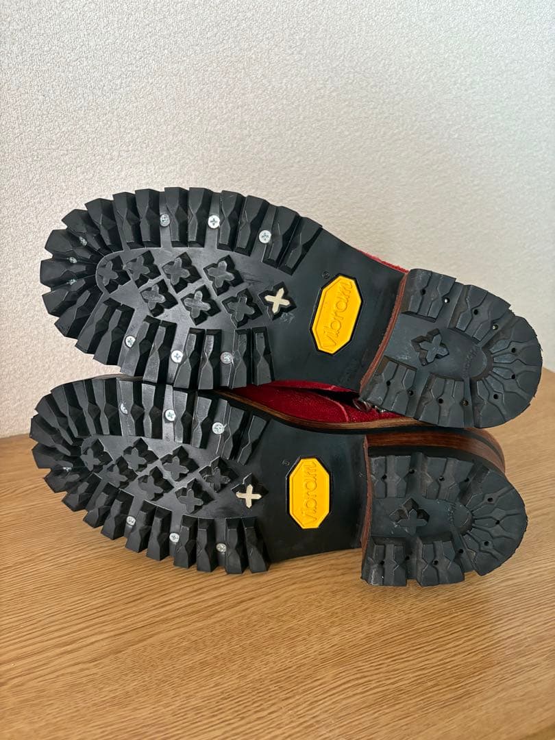 DELAY by win＆sonsスエードブーツ sizeＭ/レッドサイドジップ