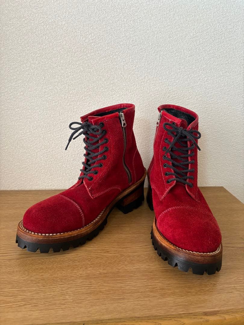 DELAY by win＆sonsスエードブーツ sizeＭ/レッドサイドジップ