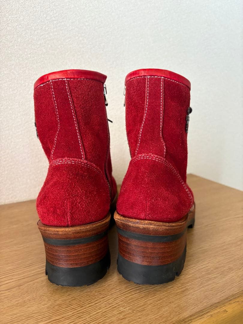 DELAY by win＆sonsスエードブーツ sizeＭ/レッドサイドジップ