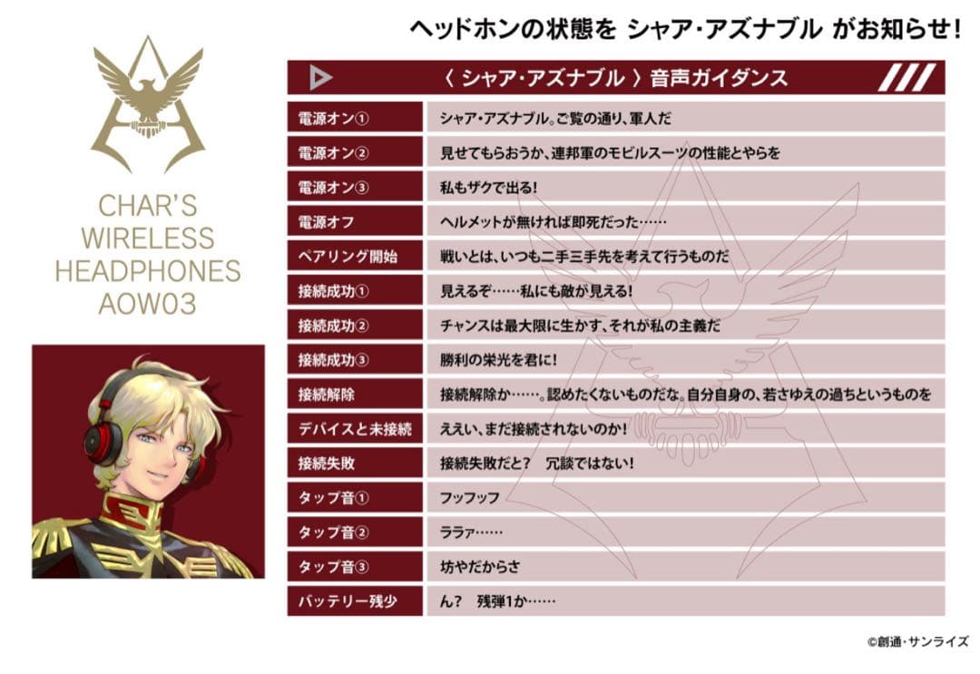 ヘッドホン ANIMA AOW03 『機動戦士ガンダム』 シャア専用