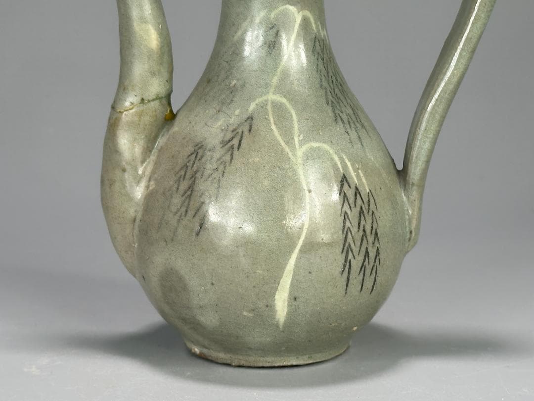 韓国美術　高麗～李朝時代　高麗青磁　象嵌魚柳文　急須　水注　金継　朝鮮古陶磁