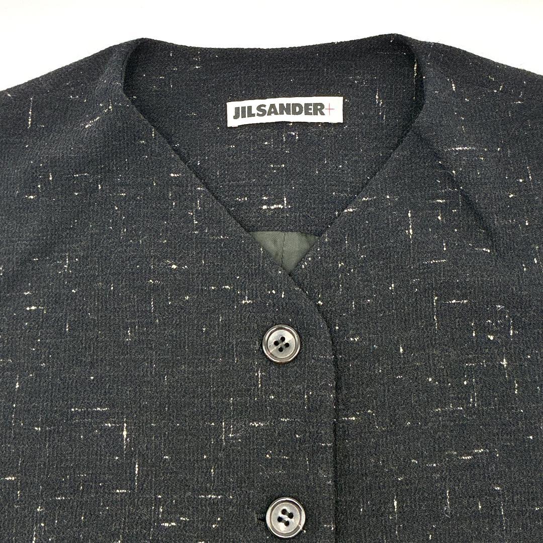 JIL SANDER ジルサンダー ベスト 黒 シルク混 ツイード調 レディース