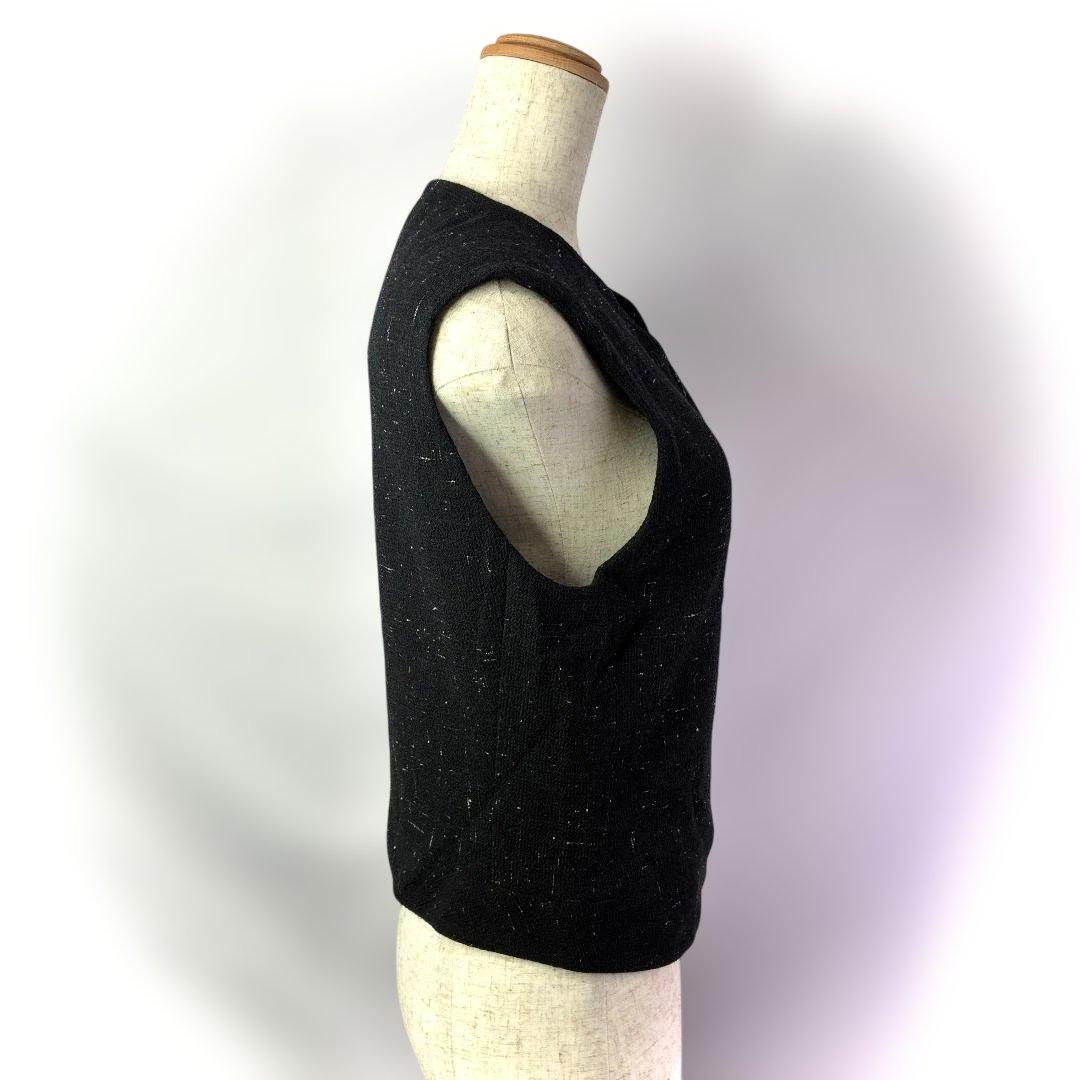 JIL SANDER ジルサンダー ベスト 黒 シルク混 ツイード調 レディース