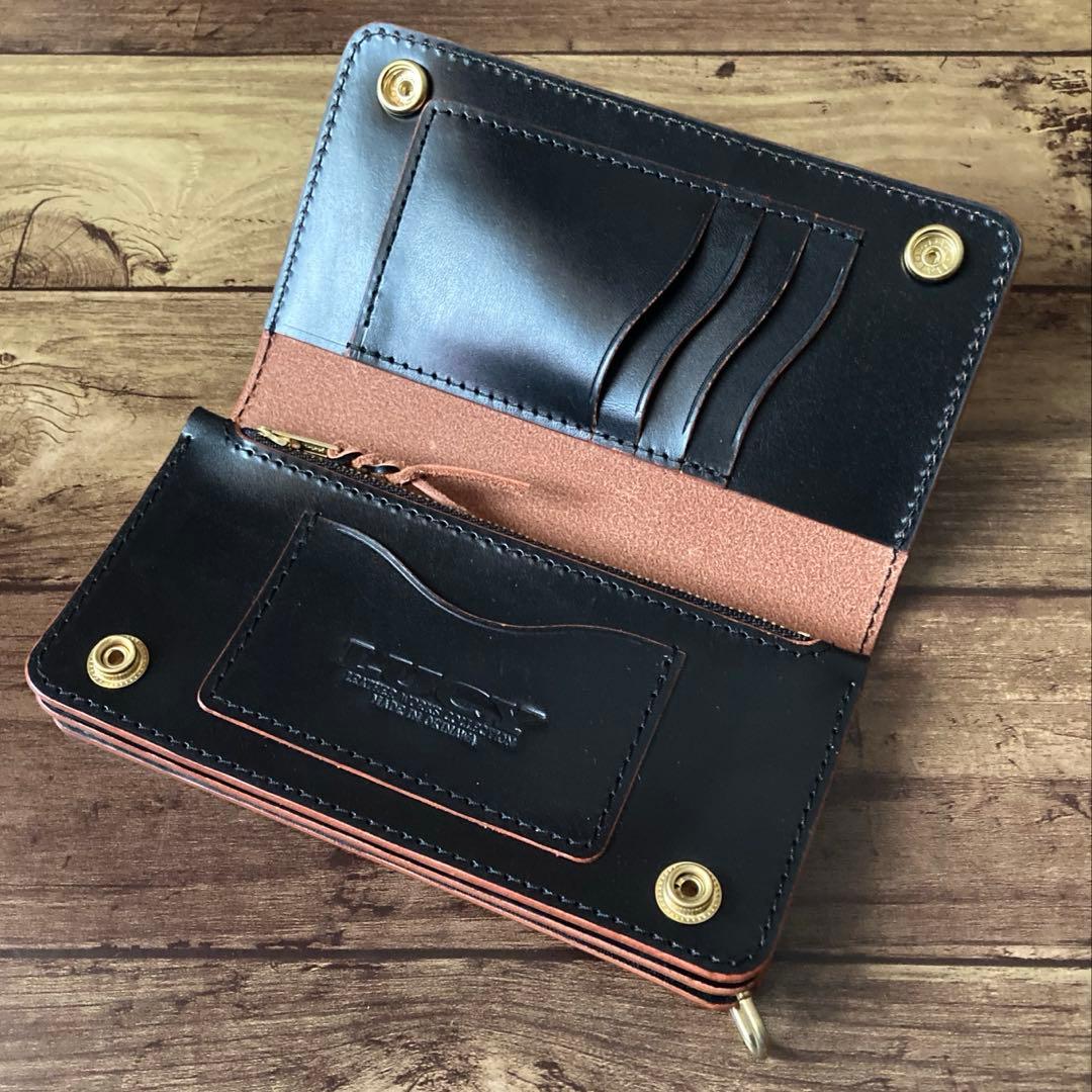 【サビオラ様ご確認用】トラッカーウォレット 新喜皮革 ホースハイド 茶芯ブラック