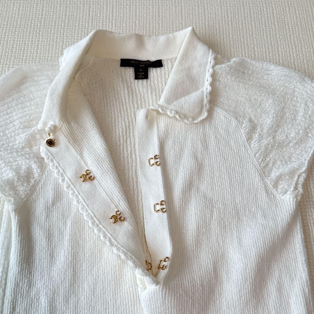 LOUIS VUITTON 半袖Tシャツ Lサイズ　ホワイト　ゴールド　リボン