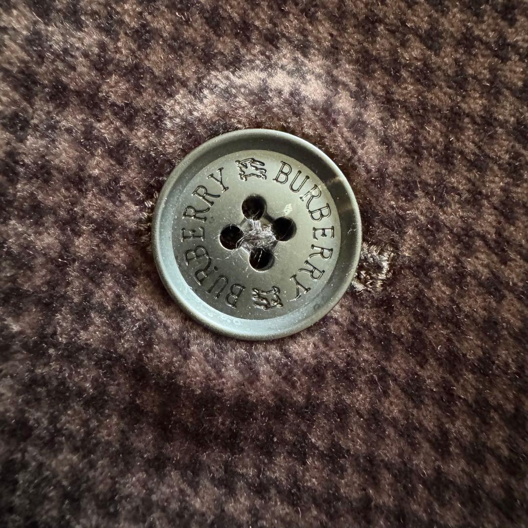 バーバリーブラックレーベル　ピーコート　千鳥格子　濃茶　ダブル　L　ベロア