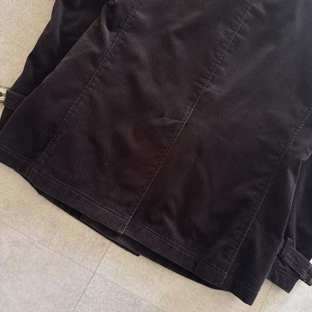 バーバリーブラックレーベル　ピーコート　千鳥格子　濃茶　ダブル　L　ベロア