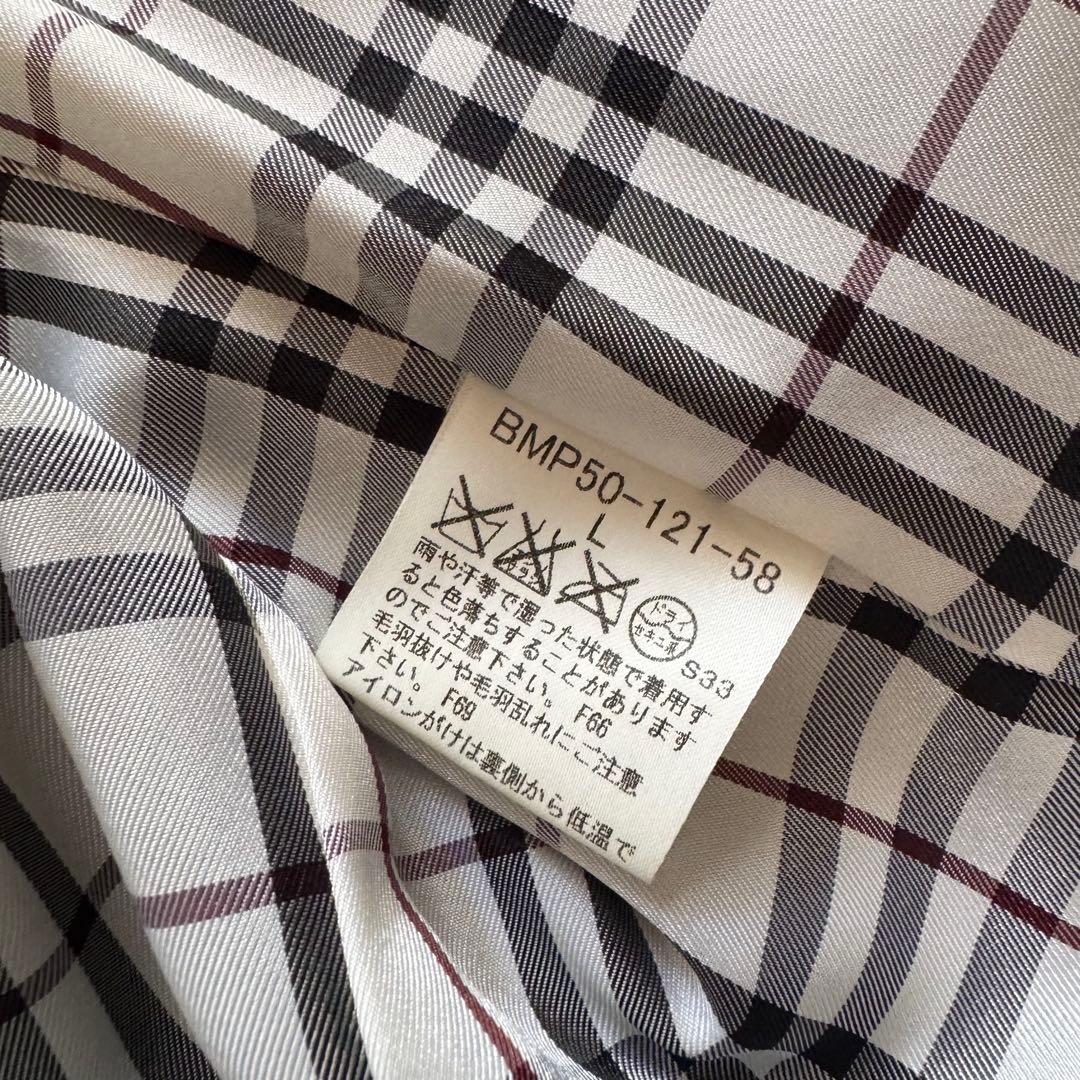バーバリーブラックレーベル　ピーコート　千鳥格子　濃茶　ダブル　L　ベロア