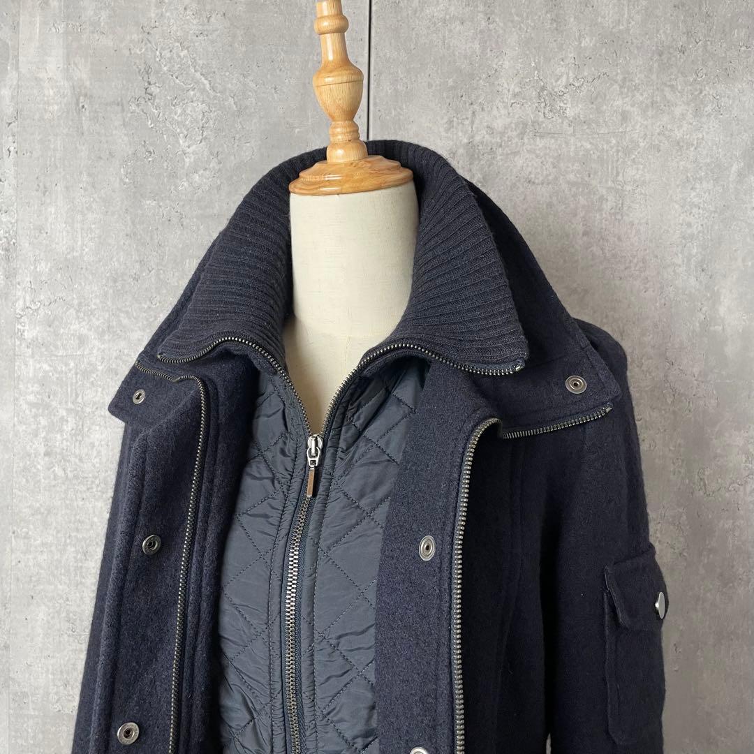 【美品】MAXMARA ライナー付き レイヤード ウール スタンドカラー コート