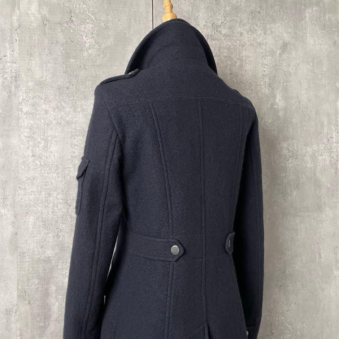 【美品】MAXMARA ライナー付き レイヤード ウール スタンドカラー コート