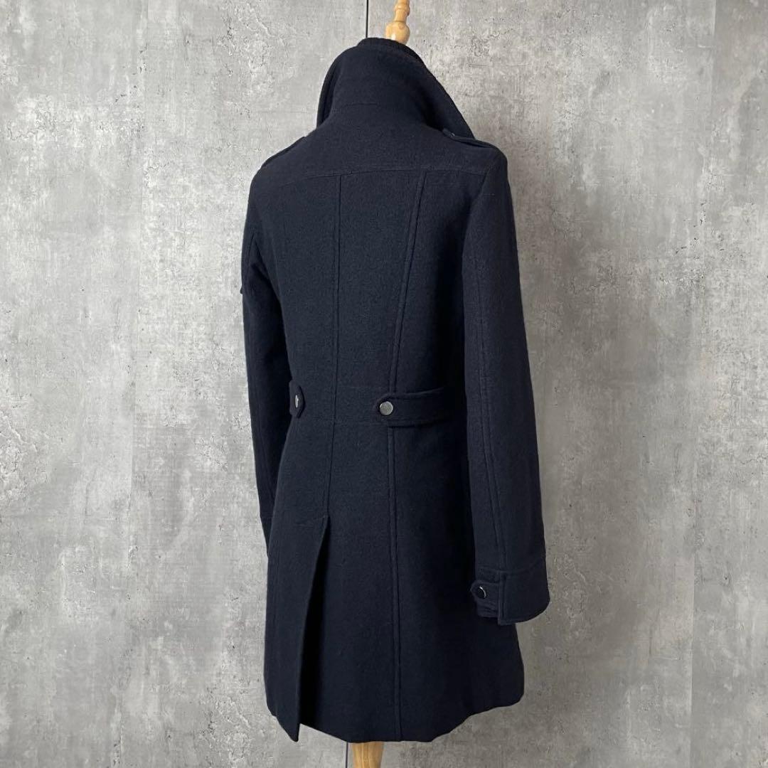 【美品】MAXMARA ライナー付き レイヤード ウール スタンドカラー コート