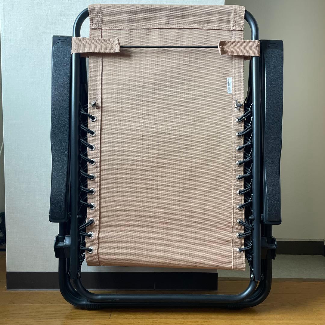 Amazonベーシック 折りたたみ ゼログラビティーチェア サイドテーブル付2脚