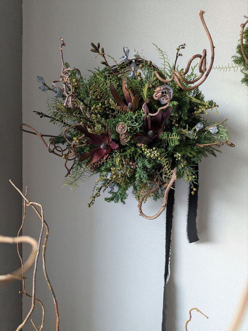 ドライフラワー　リース　クリスマスリース　インテリア