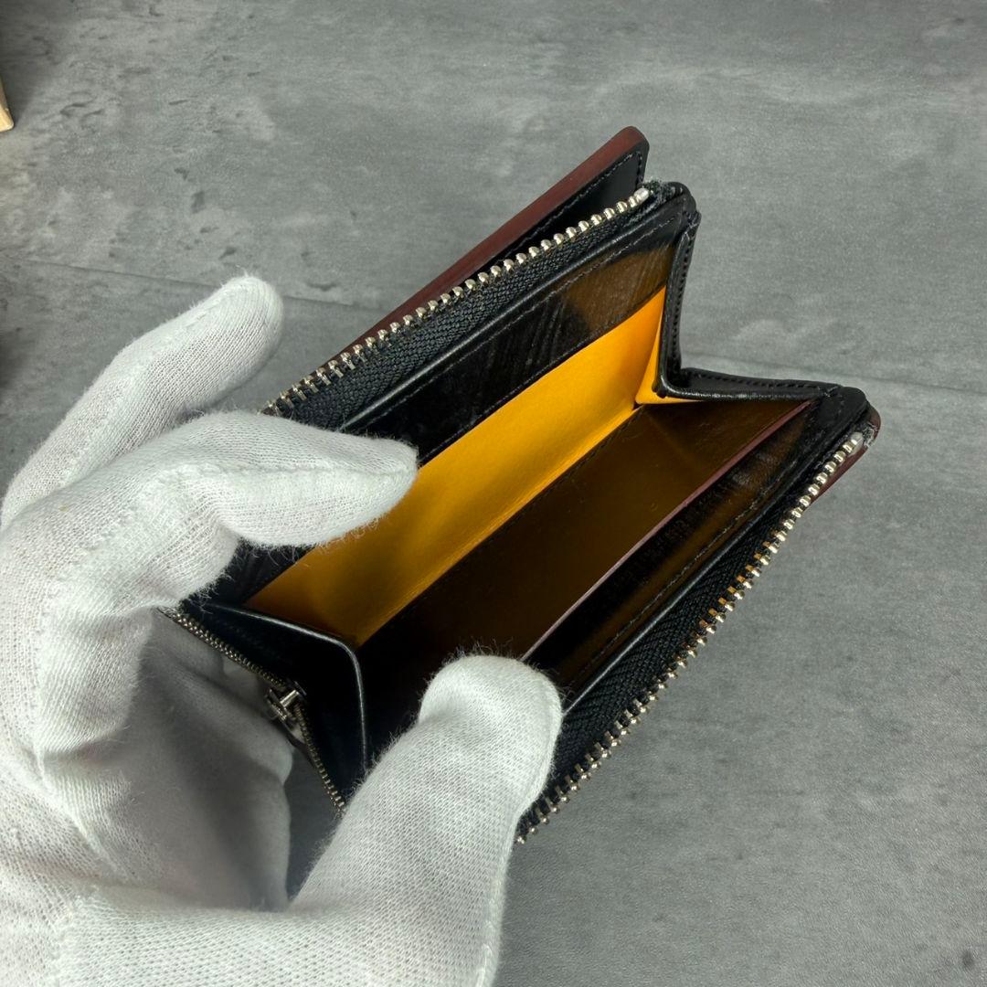 【新品同等】GANZO AVON ブライドルレザー Lファスナー 2つ折り財布