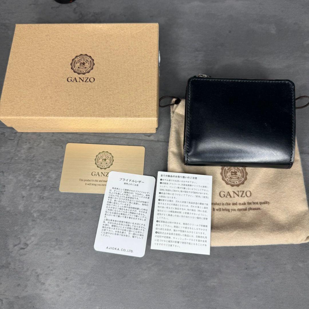 【新品同等】GANZO AVON ブライドルレザー Lファスナー 2つ折り財布