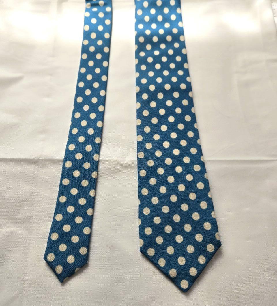 新品　未使用　美品　ErricoFormicola　ブルー　 水玉　ネクタイ